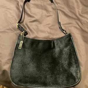 Coach leather and calf hair shoulder bag